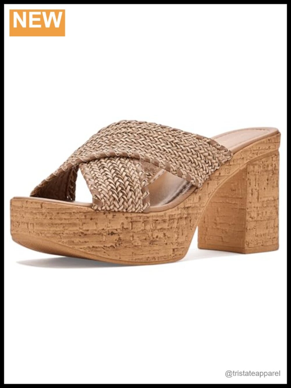 Seychelles Encore Woven Crisscross Platform Slide Sandals Whipstitch Cork